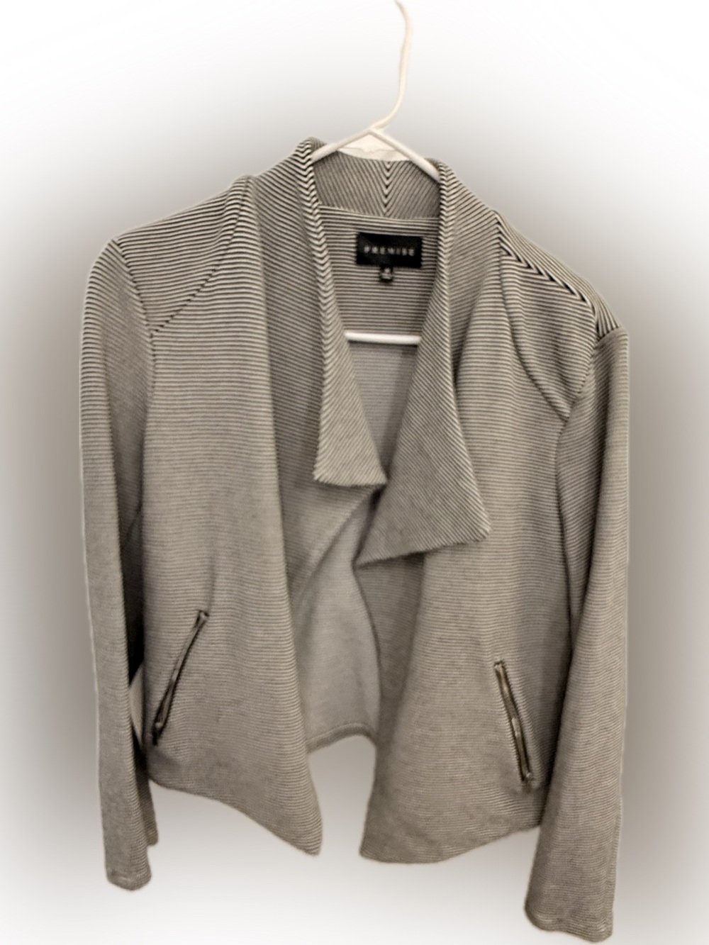 Premise Light Gray Draped Open-Front Blazer
